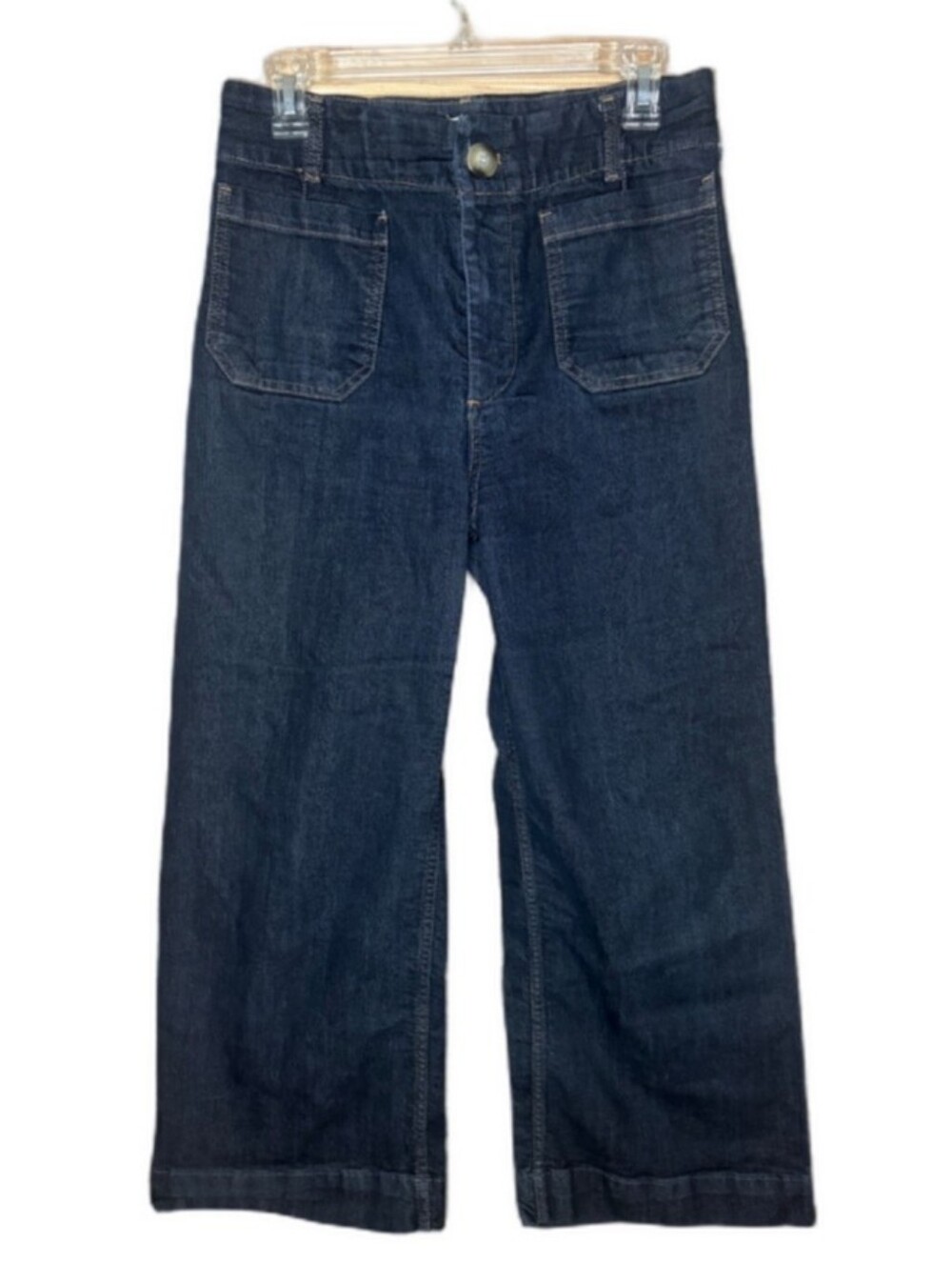 Maeve The Colette Dark Blue High Rise  Wide-Leg Cropped Jeans Size 29